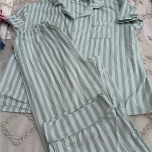 Laura Ashley Sage Striped Pajama Set